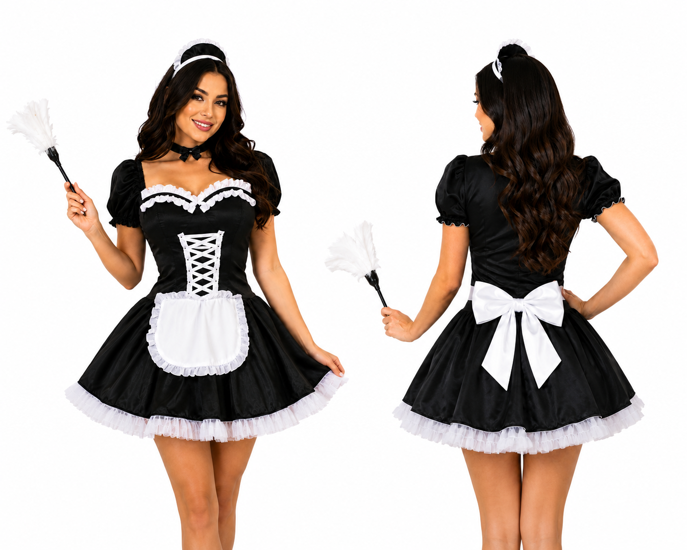 ladies sexy fancy dress French Maid Outfit Women Maid Costume Halloween Plus Size 8-26 a retro party